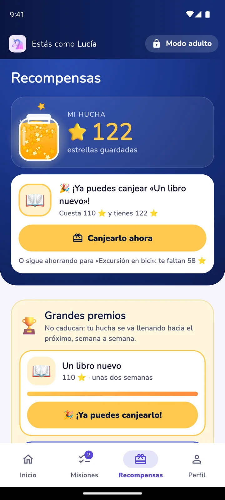 Hucha de un peque con 122 estrellas y su próximo gran premio